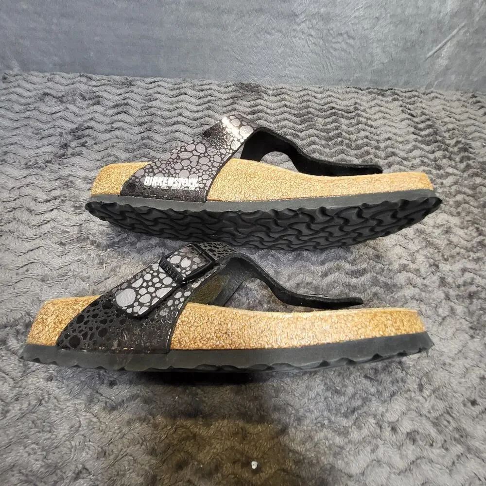 Birkenstock Gizeh Sandals Womens Size 9 Brown Faux Leather Thong Cork Footbed